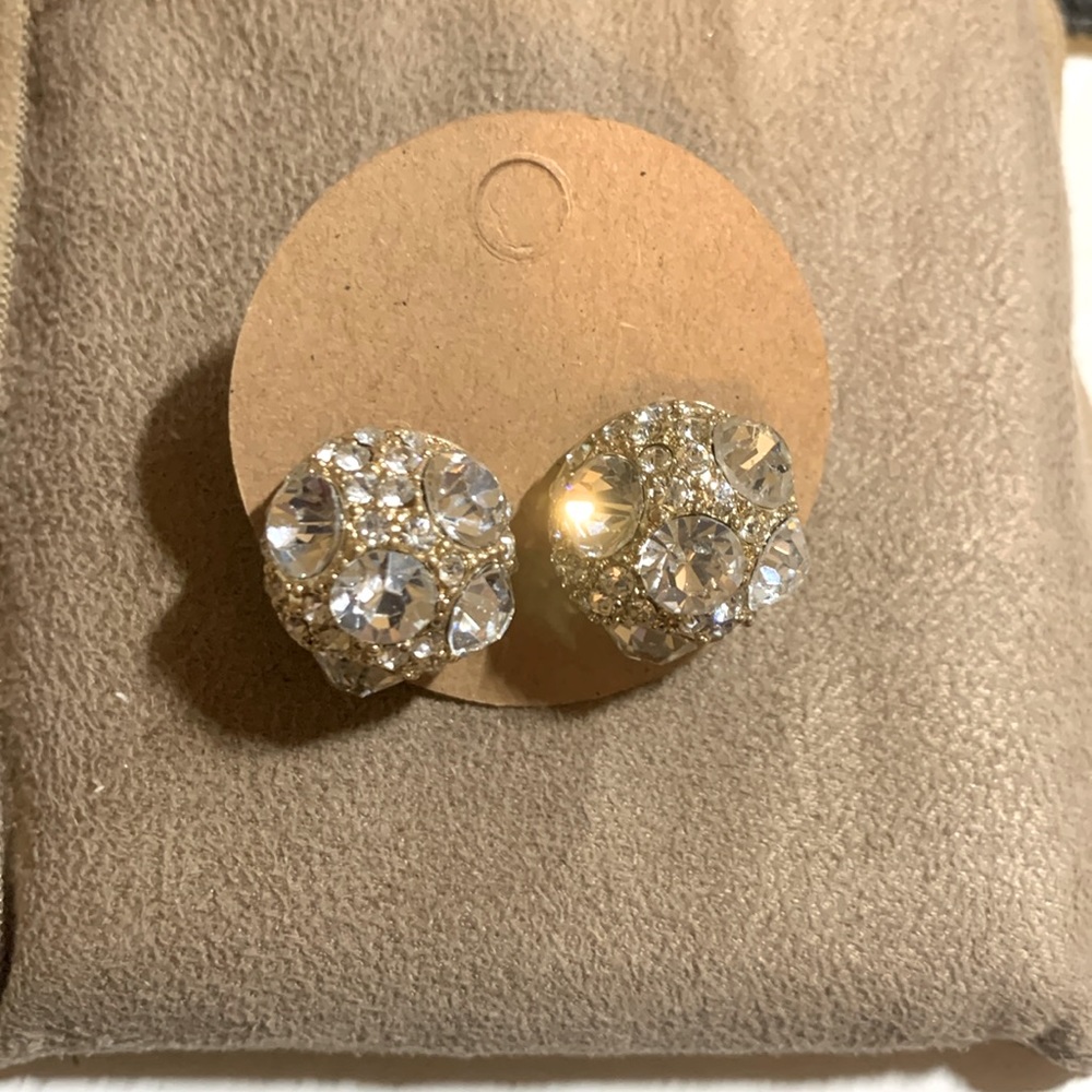⭐️*2/$10*⭐️ Clear Crystal Gold and Silver Plated Gem ball earrings-BRAND NEW